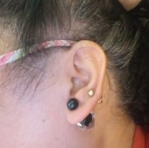 Double sided black earrings.